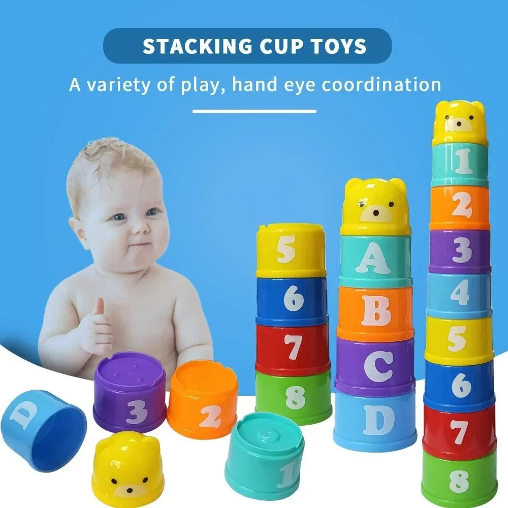 Jouets Empilables Tasses Montessori Bébé 0-12 mois | Jeu de Bain & Éveil | Cadeau Noël