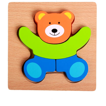 Puzzle 3D en bois – Jouet Montessori animaux pour éveil et apprentissage enfant