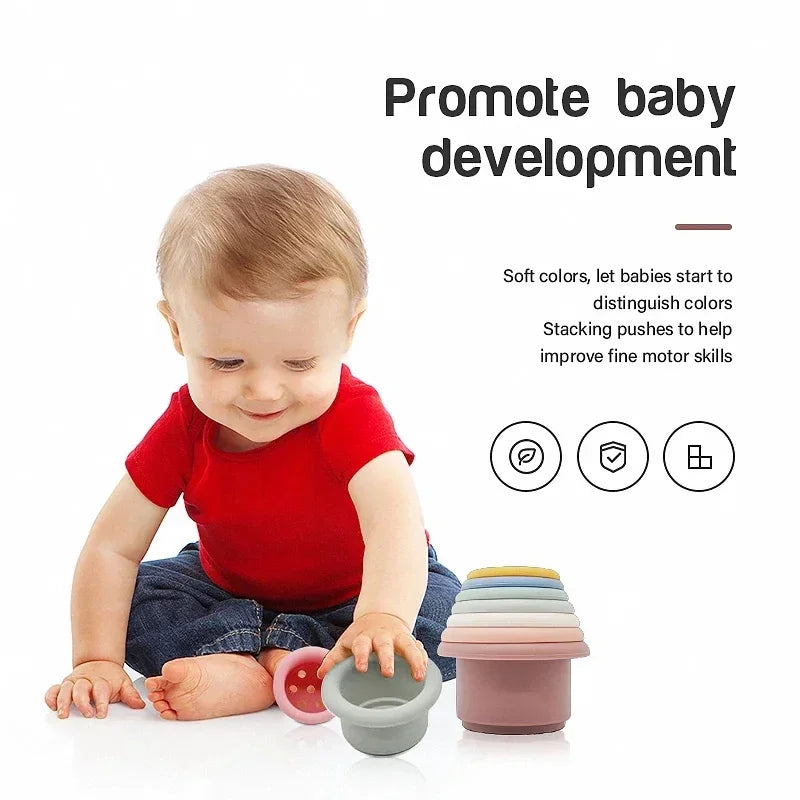 Jouets Empilables Tasses Montessori Bébé 0-12 mois | Jeu de Bain & Éveil | Cadeau Noël