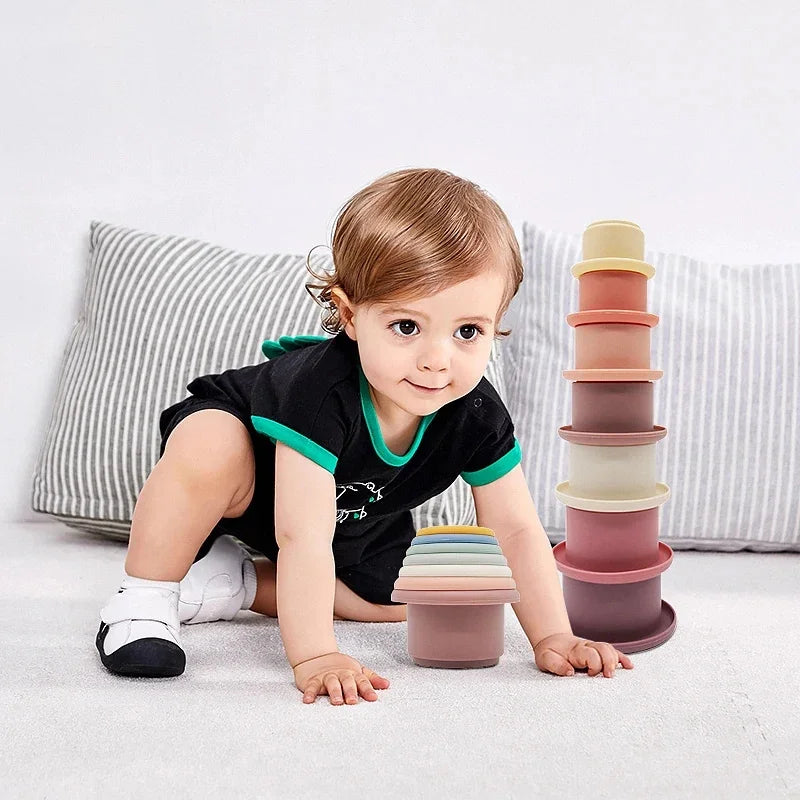 Jouets Empilables Tasses Montessori Bébé 0-12 mois | Jeu de Bain & Éveil | Cadeau Noël