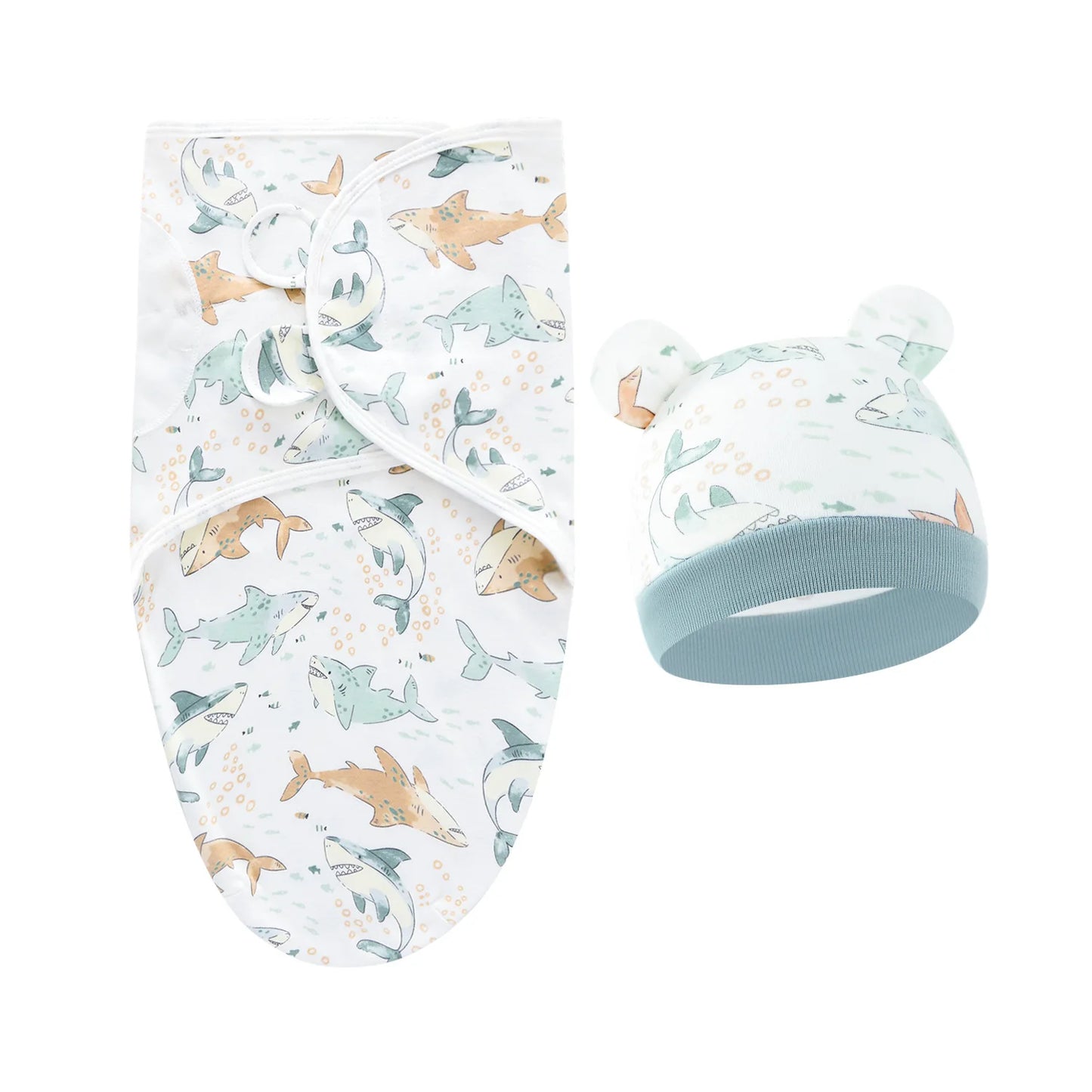 Ensemble emmaillotage bonnet nouveau-né – 100% coton, motifs dessin animé, 0-6 mois