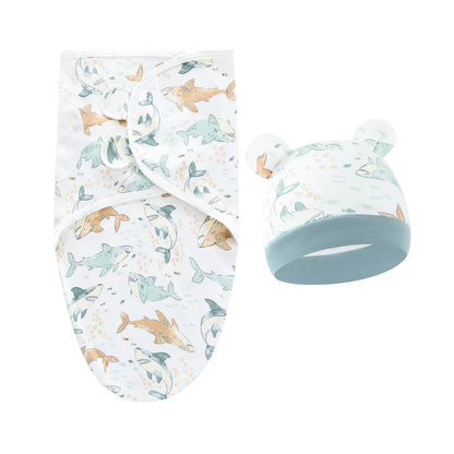 Ensemble emmaillotage bonnet nouveau-né – 100% coton, motifs dessin animé, 0-6 mois