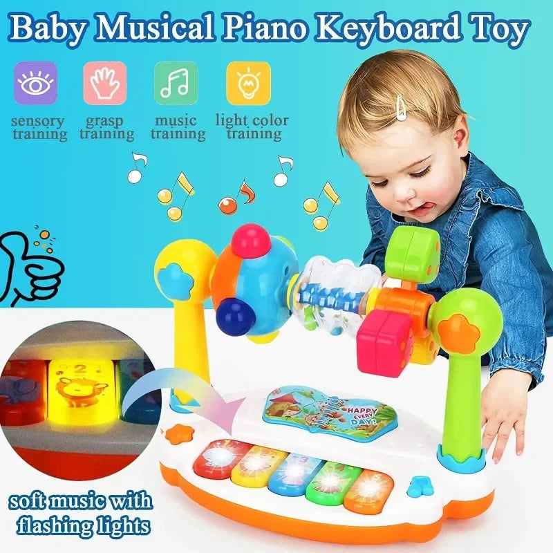 Piano Musical Bébé | Clavier Rotatif Lumineux & Sonore | Cadeau Enfant