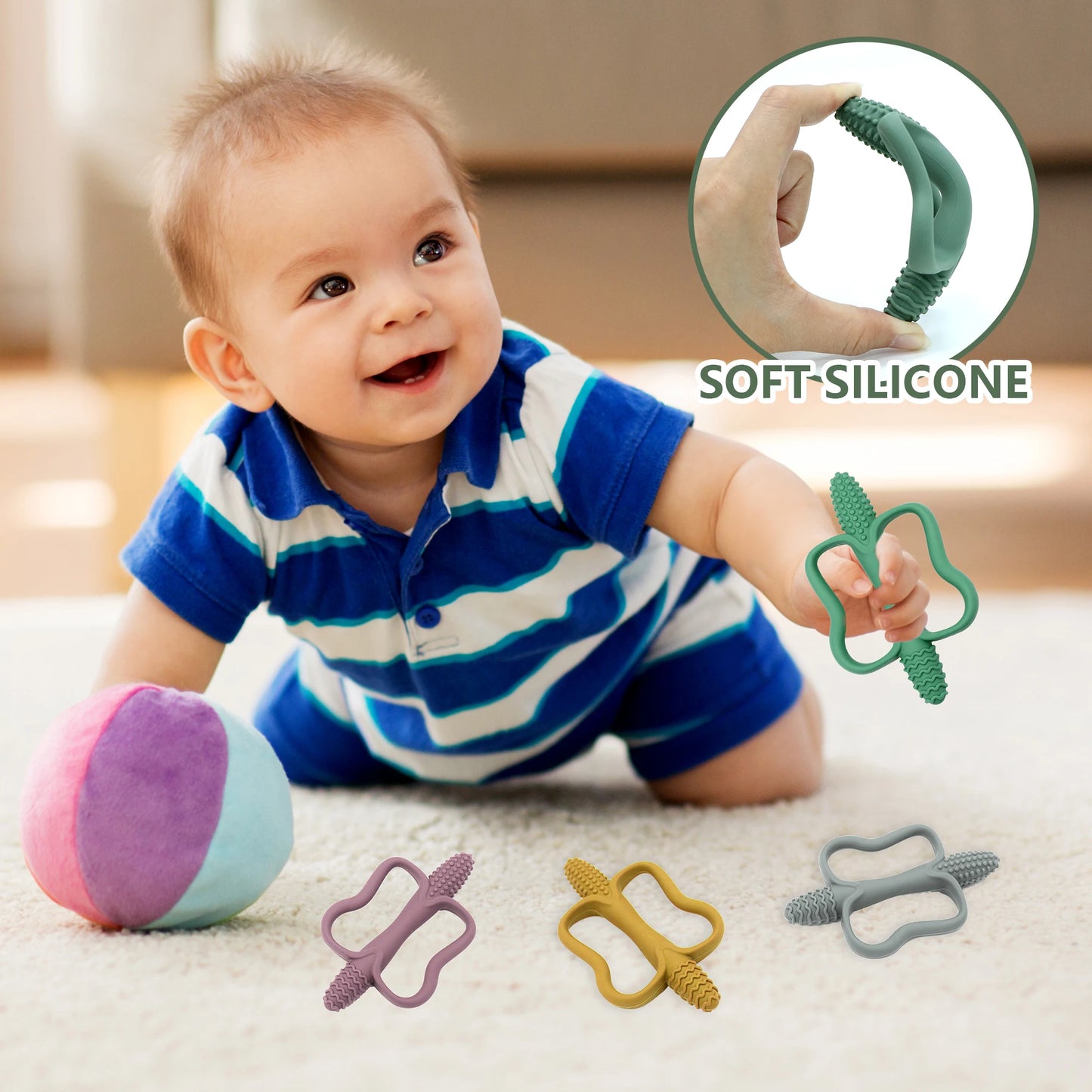 Anneau de Dentition Bébé | Silicone Alimentaire | 0-12 Mois