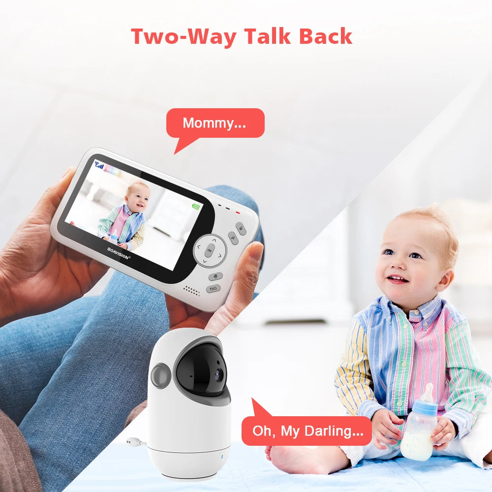 Babyphone vidéo sans WiFi PTZ 4,3" – Audio bidirectionnel, vision nocturne, longue portée