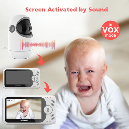 Babyphone vidéo sans WiFi PTZ 4,3" – Audio bidirectionnel, vision nocturne, longue portée