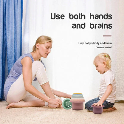 Jouets Empilables Tasses Montessori Bébé 0-12 mois | Jeu de Bain & Éveil | Cadeau Noël
