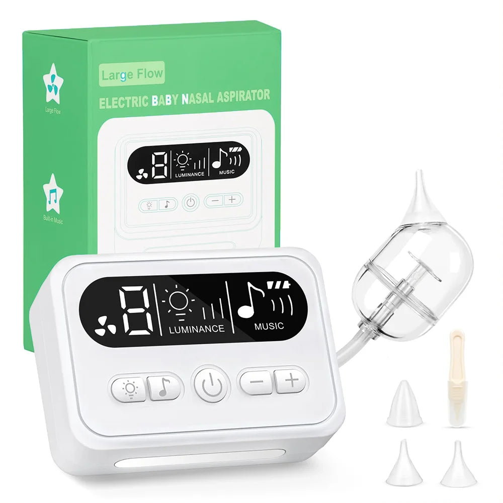 Aspirateur nasal bébé électrique premium – Musique intégrée, veilleuse & 9 niveaux d'aspiration