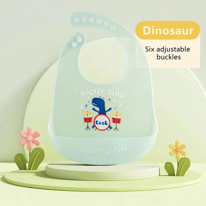 Bavoir silicone souple bébé – 7 motifs animaux mignons, impérméable, 1-3 ans