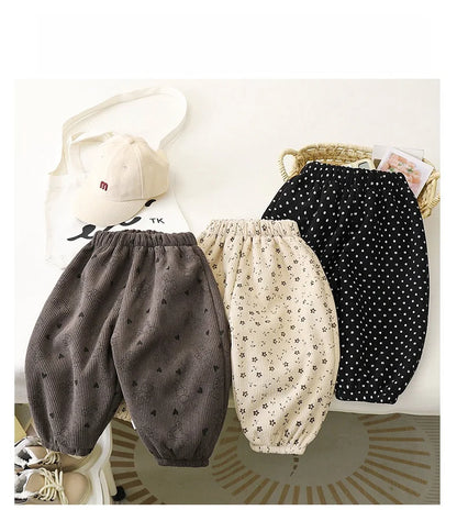 Pantalon Doublé Polaire Enfant | Motif Pois Rétro | Fille & Garçon | 12M – 9 Ans