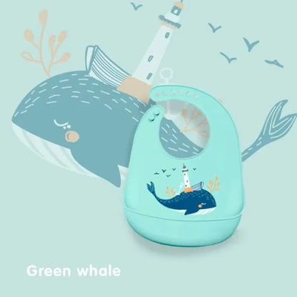 Bavoir silicone bébé impérméable réglable – 5 motifs animaux, sans BPA, 1-3 ans