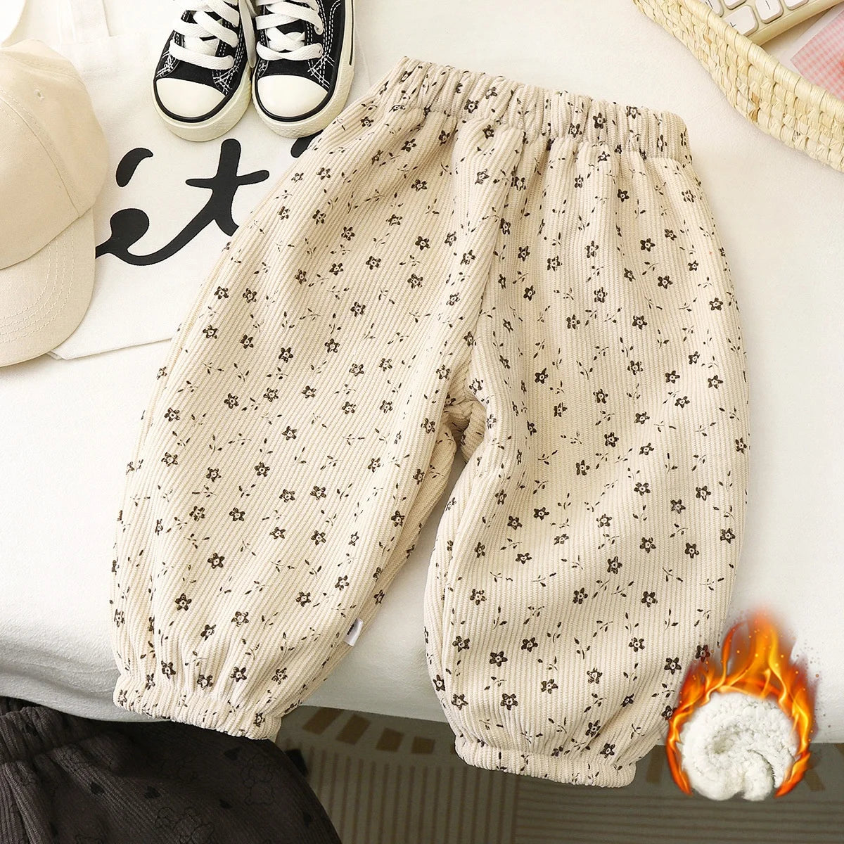 Pantalon Doublé Polaire Enfant | Motif Pois Rétro | Fille & Garçon | 12M – 9 Ans
