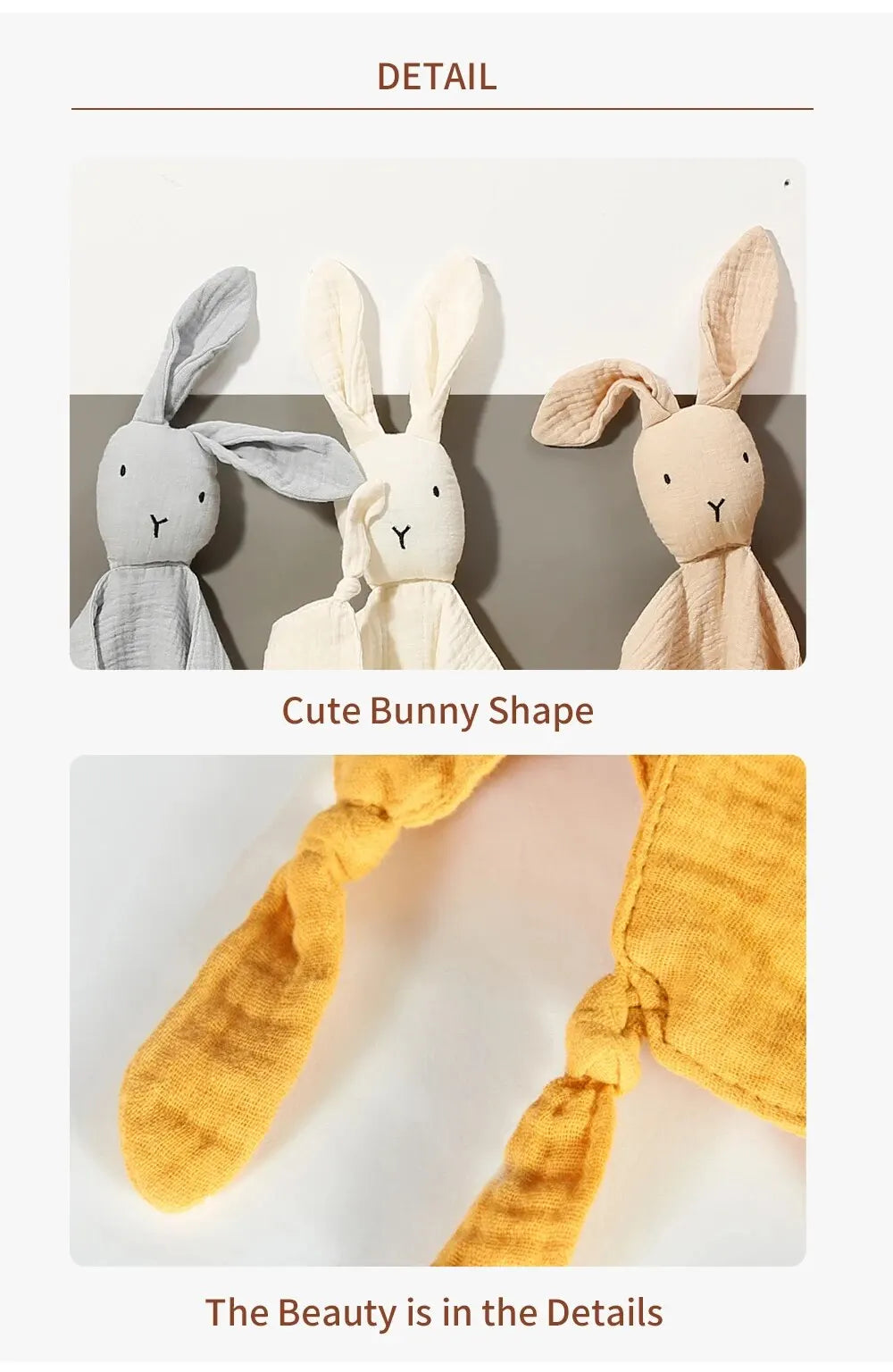 Doudou Mousseline Bébé | Couverture Apaisante Coton | Nouveau-Né 4 Saisons