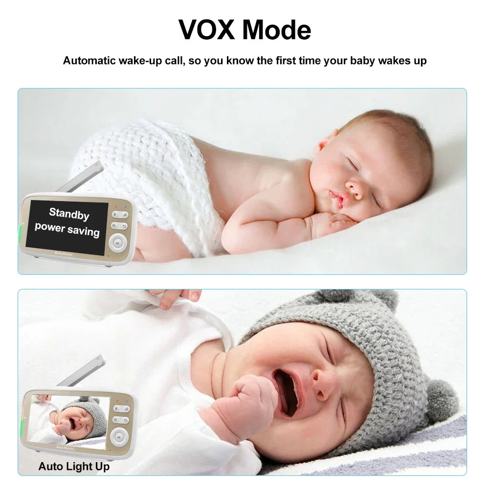 Babyphone vidéo 5" PTZ zoom 3x WiFi – Audio bidirectionnel & vision nocturne