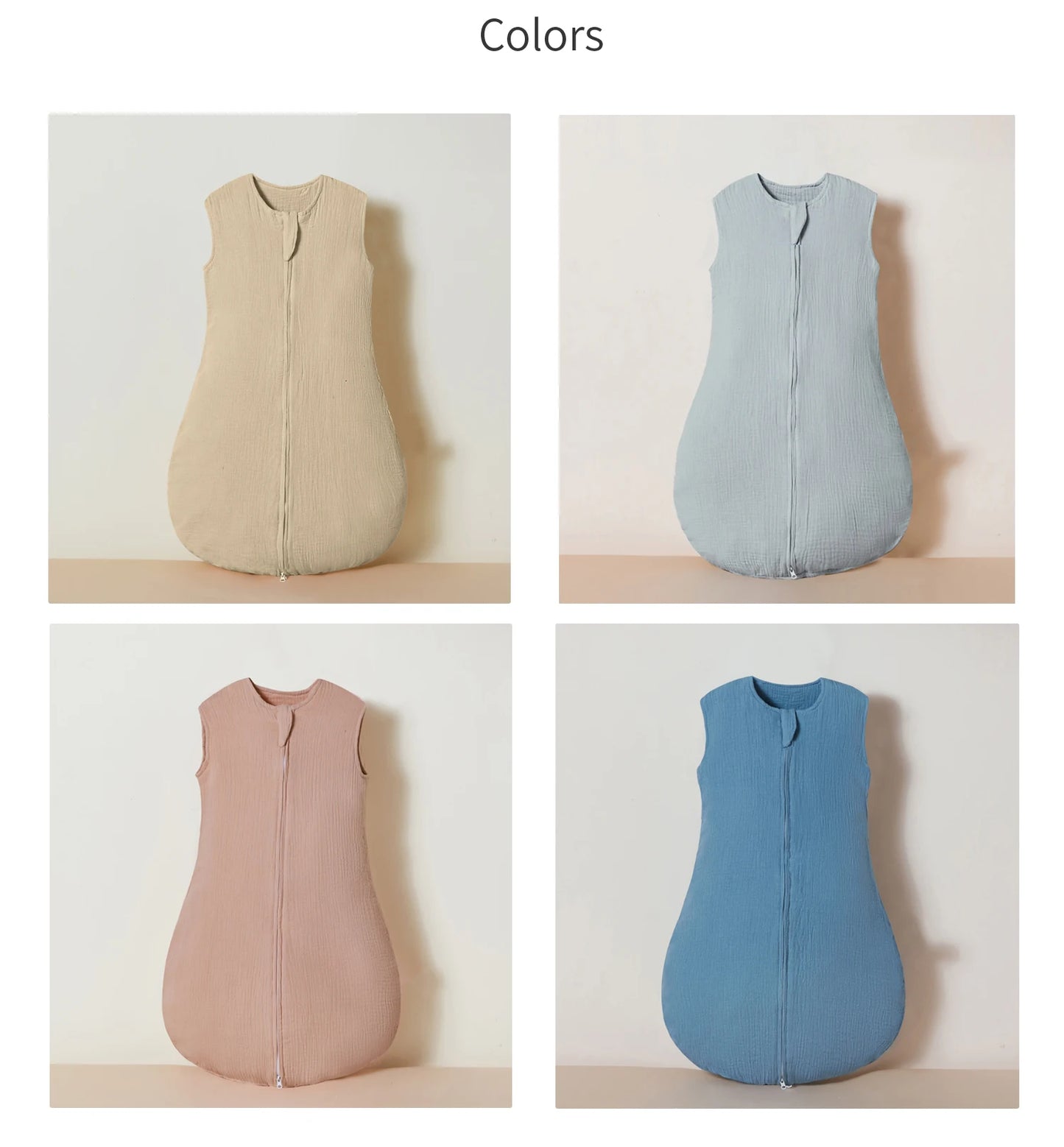 Sac de couchage été bébé – Mousseline coton léger, fermeture éclair 2 voies & change facile