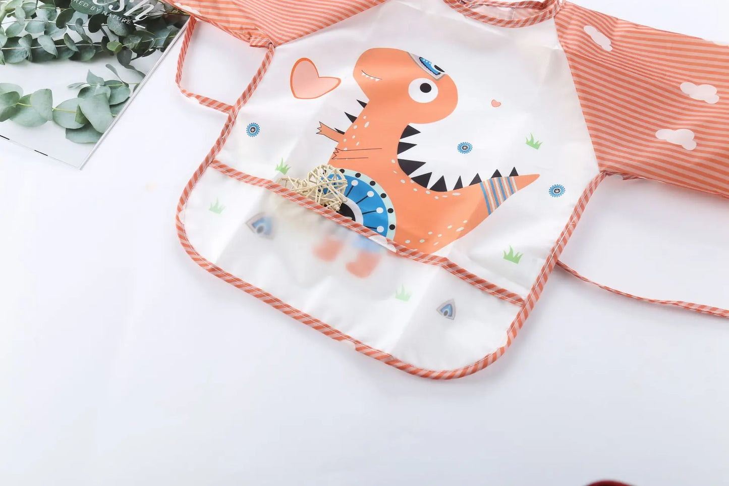 Tablier bavoir impérméable manches longues bébé – Dessin animé, poche, 0-3 ans