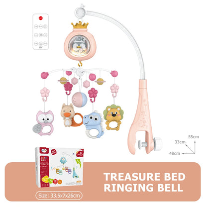 Mobile Musical Bébé Lit | Veilleuse Projecteur Télécommande | Fille Garçon