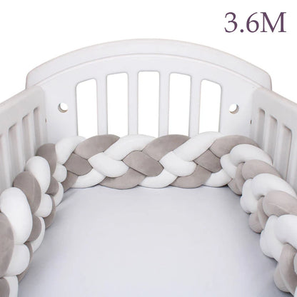 4 Strands Knotted 2.2M/3M/3.6M Baby Bed Bumper Braided Crib Bumper Cotton Knot Pillow Crib Protector Baby Decoration Room