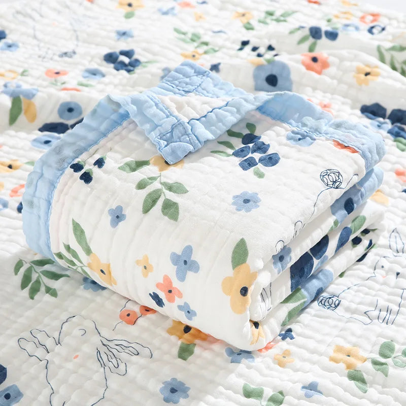 Couverture Gaze Coton Bébé 6 Couches | Lange Mousseline Emmaillotage | Motifs Animaux