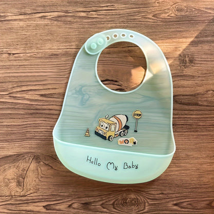 Bavoir silicone souple bébé – 7 motifs animaux mignons, impérméable, 1-3 ans
