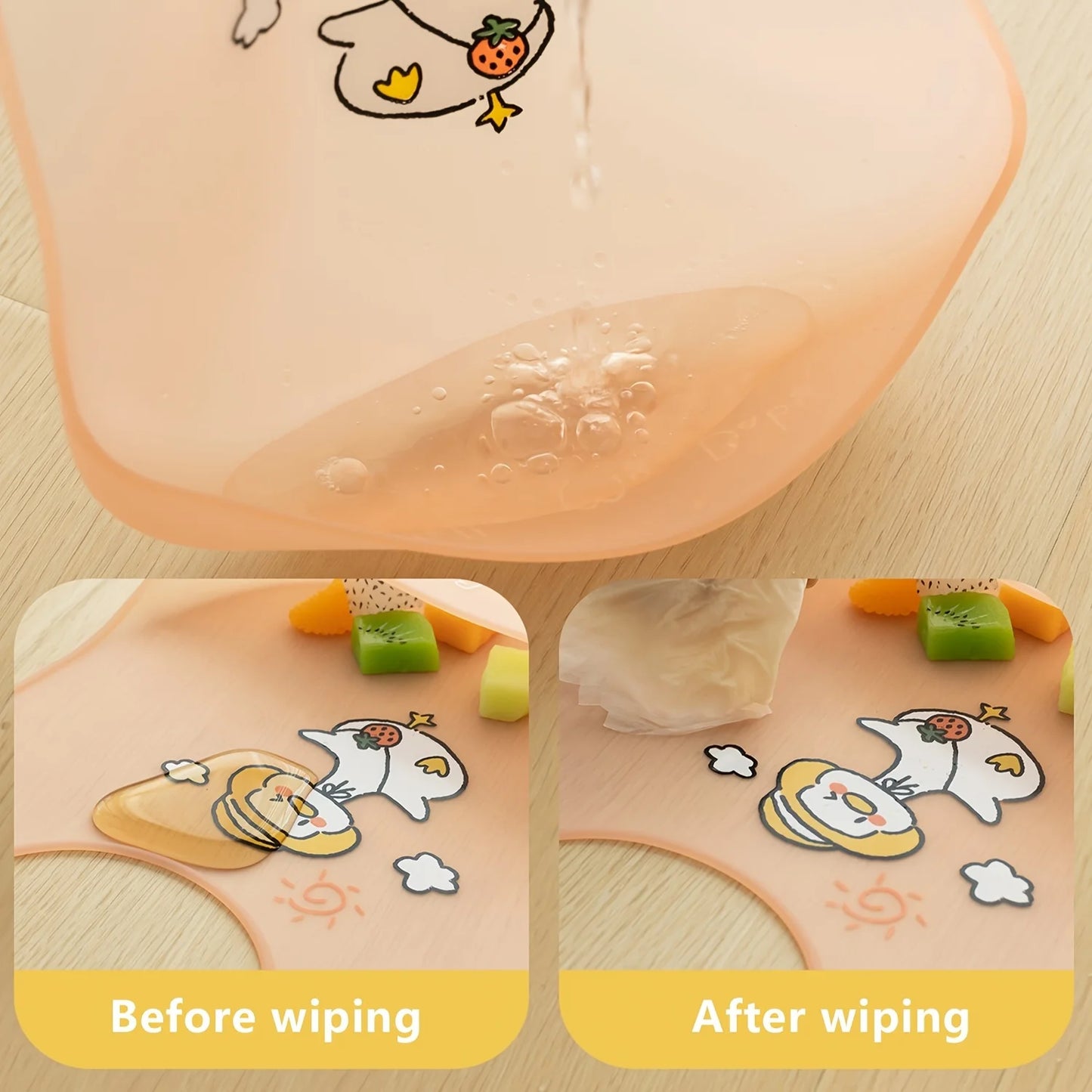 Bavoir silicone souple bébé – 7 motifs animaux mignons, impérméable, 1-3 ans