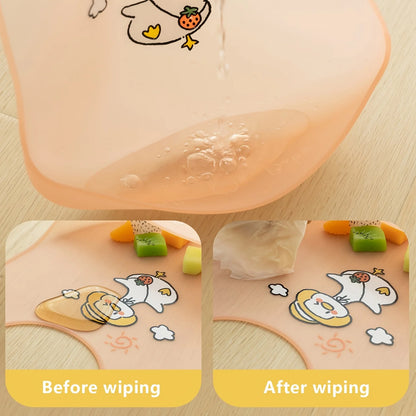 Bavoir silicone souple bébé – 7 motifs animaux mignons, impérméable, 1-3 ans