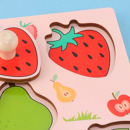 Puzzle Bois Bébé 1 an | Fruits Montessori | Jeu Cognitif & Motricite