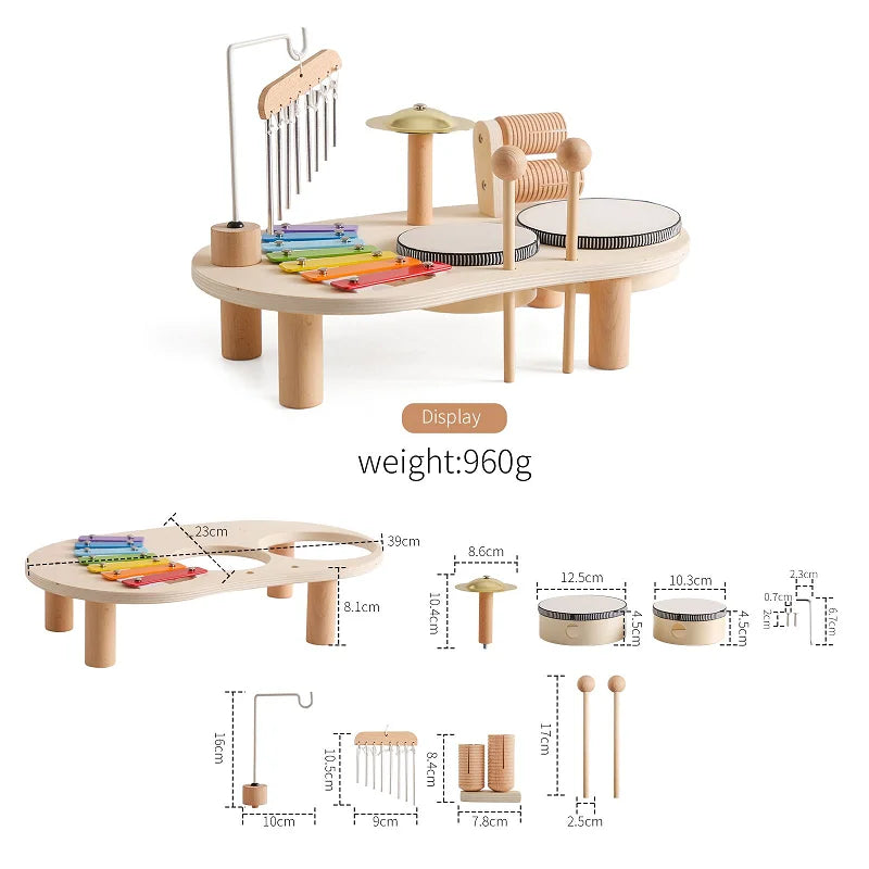 Coffret Éveil Musical Montessori Bébé | Bâton de Pluie, Sablier Arc-en-Ciel & Hochet | 0-12 Mois