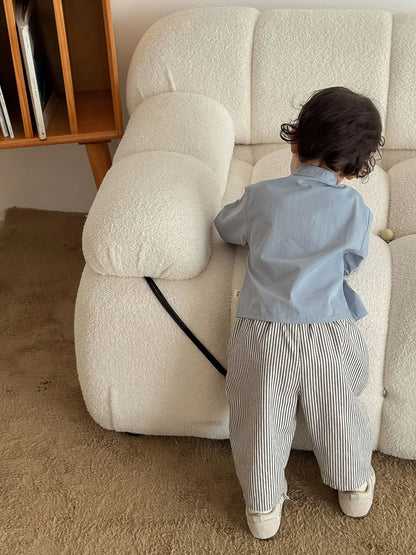 Pantalon Bébé Garçon | Jean Rayé Ample | Sarouel Coton | 1 Mois – 7 Ans