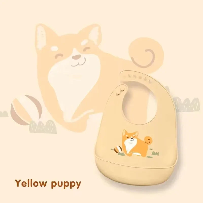 Bavoir silicone bébé impérméable réglable – 5 motifs animaux, sans BPA, 1-3 ans