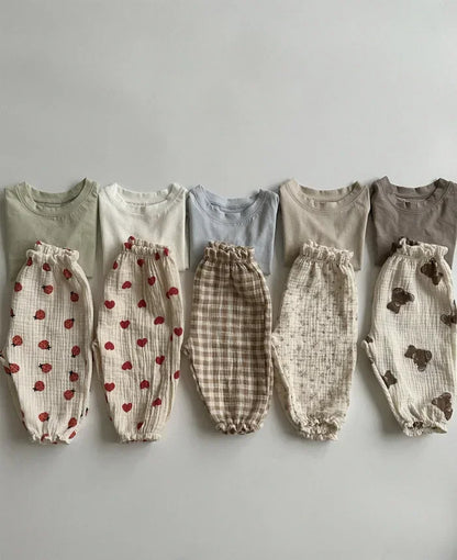 Pantalon Bébé Coton Doux | Imprimé Mignon | Mousseline | 3 Mois – 3 Ans