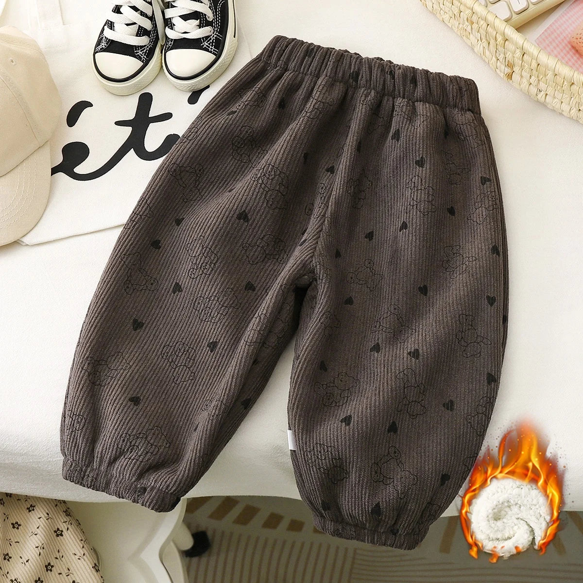 Pantalon Doublé Polaire Enfant | Motif Pois Rétro | Fille & Garçon | 12M – 9 Ans