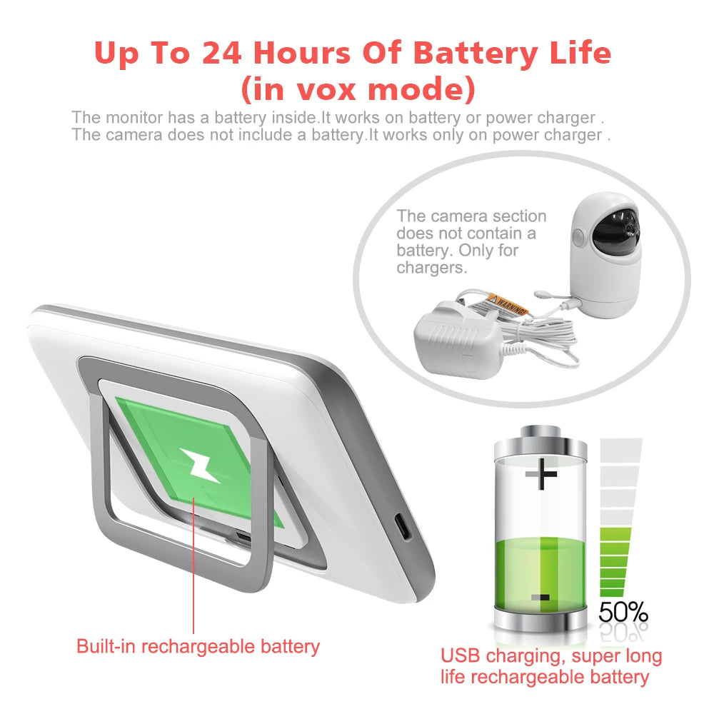 Babyphone vidéo sans WiFi PTZ 4,3" – Audio bidirectionnel, vision nocturne, longue portée