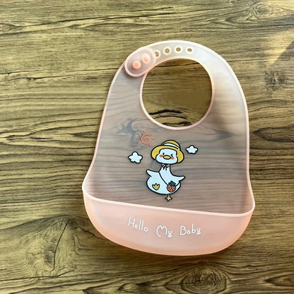 Bavoir silicone souple bébé – 7 motifs animaux mignons, impérméable, 1-3 ans