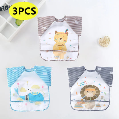 Tablier bavoir impérméable manches longues bébé – Dessin animé, poche, 0-3 ans