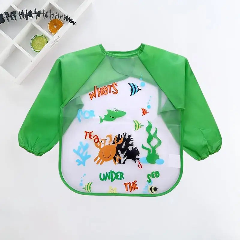 Tablier bavoir impérméable manches longues bébé – Dessin animé, poche, 0-3 ans