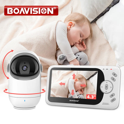 Babyphone vidéo sans WiFi PTZ 4,3" – Audio bidirectionnel, vision nocturne, longue portée