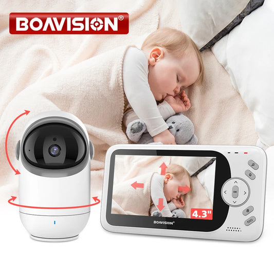 Babyphone vidéo sans WiFi PTZ 4,3" – Audio bidirectionnel, vision nocturne, longue portée