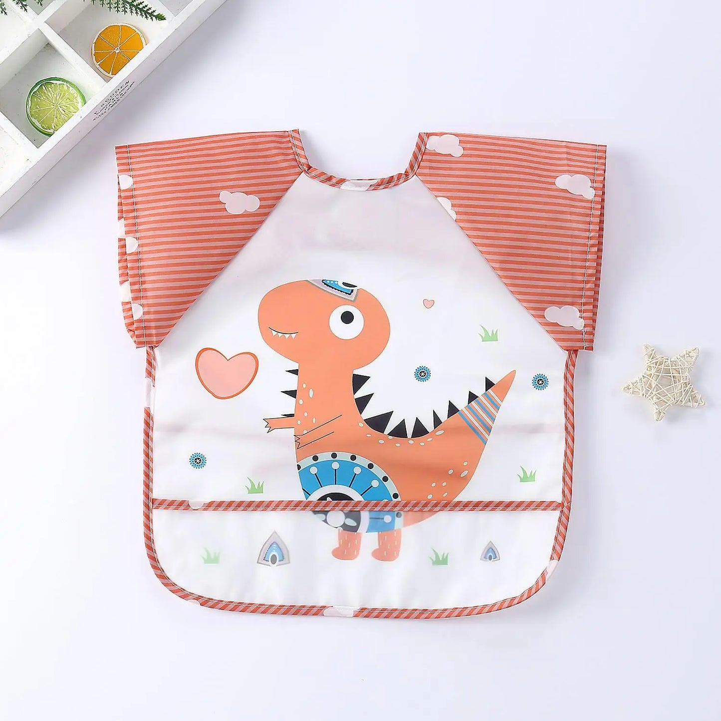 Tablier bavoir impérméable manches longues bébé – Dessin animé, poche, 0-3 ans
