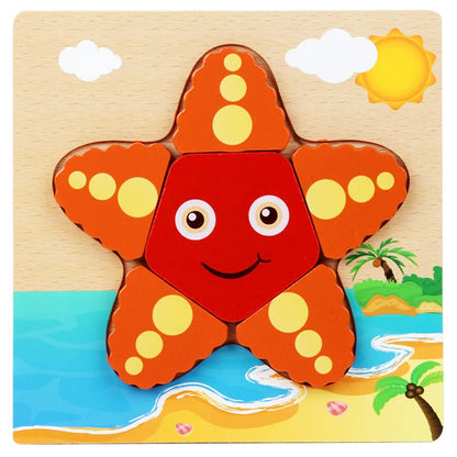 Puzzle 3D en bois – Jouet Montessori animaux pour éveil et apprentissage enfant