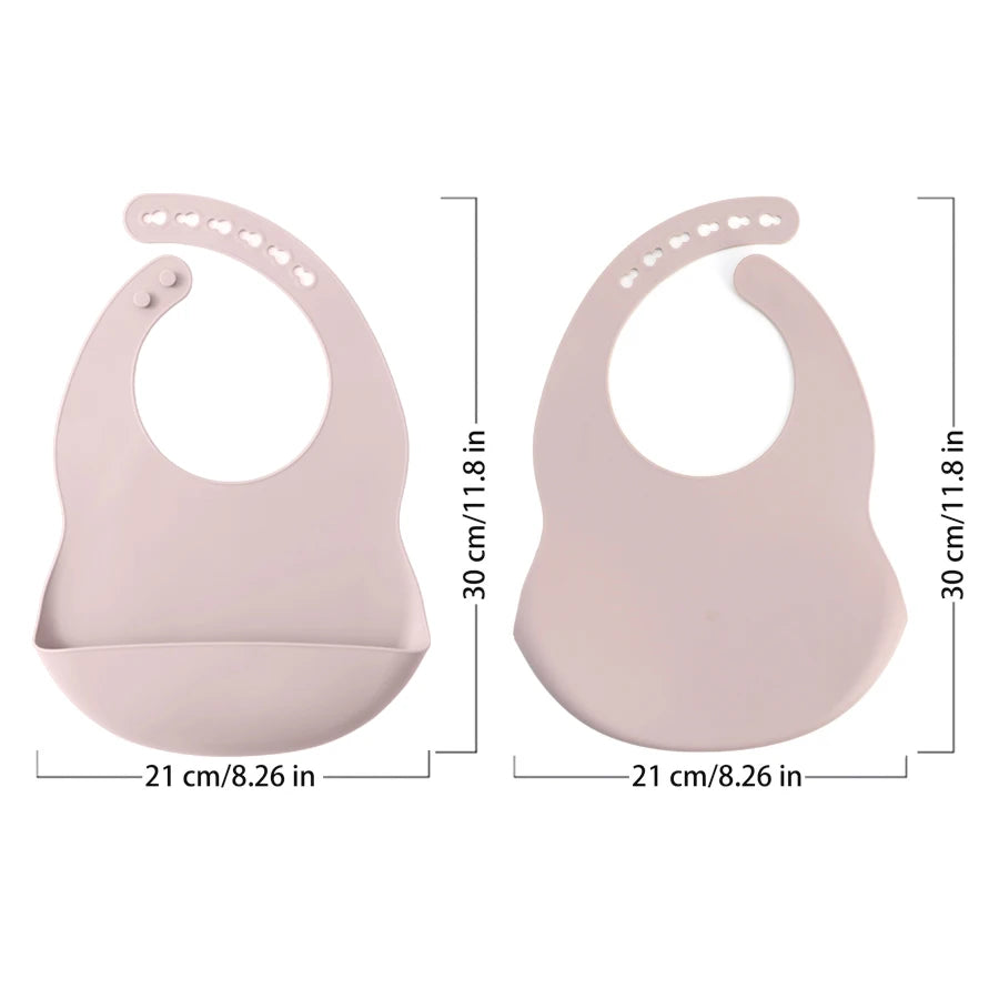 Lot 2 bavoirs silicone bébé couleur unie – Sans BPA, impérméable, 0-5 ans
