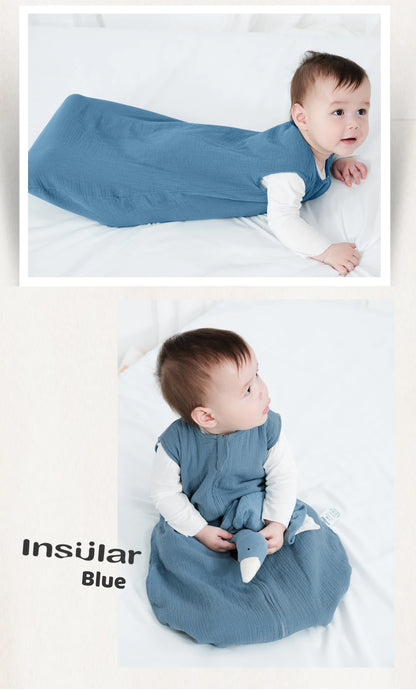 Sac de couchage été bébé – Mousseline coton léger, fermeture éclair 2 voies & change facile