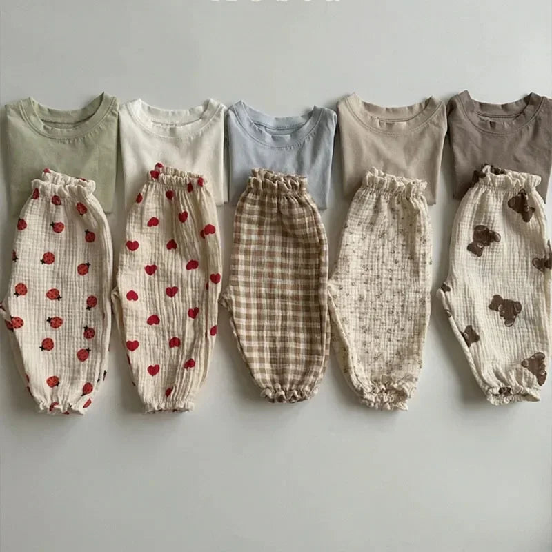 Pantalon Bébé Coton Doux | Imprimé Mignon | Mousseline | 3 Mois – 3 Ans