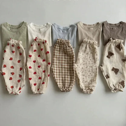 Pantalon Bébé Coton Doux | Imprimé Mignon | Mousseline | 3 Mois – 3 Ans