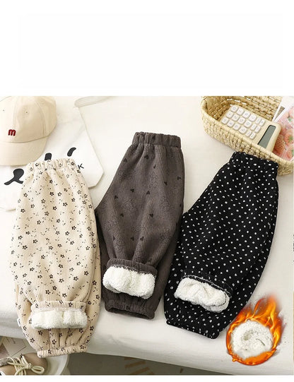 Pantalon Doublé Polaire Enfant | Motif Pois Rétro | Fille & Garçon | 12M – 9 Ans