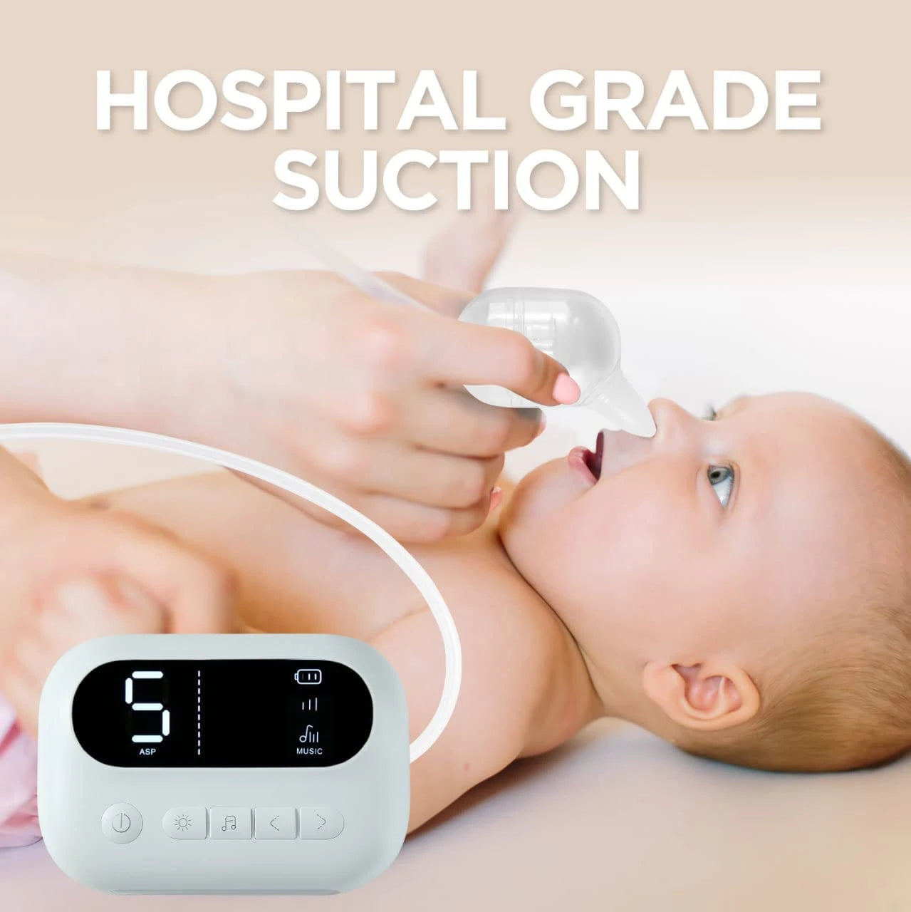 Aspirateur nasal bébé électrique premium – Musique intégrée, veilleuse & 9 niveaux d'aspiration